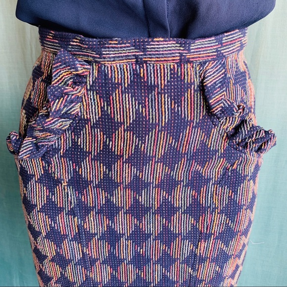 ❌sold❌ Eva Franco Rainbow Ruffle Pencil Skirt - Picture 6 of 8